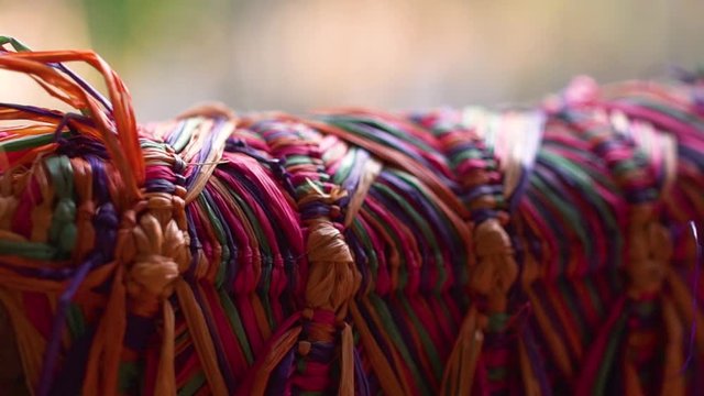 Texture of straw. Craft packaging of the Brazilian Northeast handicraft
