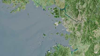 Incheon, South Korea - outlined. Satellite
