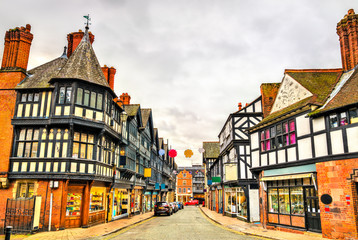 Traditional English Tudor architecture houses in Chester, England
