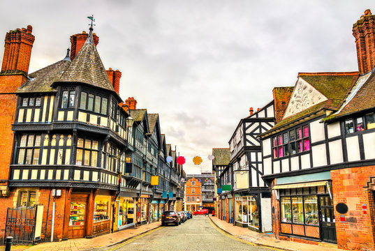 Traditional English Tudor architecture houses in Chester, England