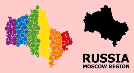 Obraz premium Rainbow Pattern Map of Moscow Region for LGBT