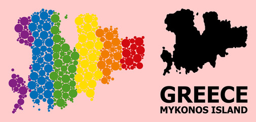 Spectrum Collage Map of Mykonos Island for LGBT