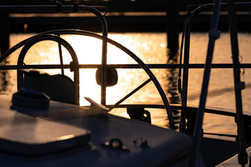 Sailboat Wheel at Sunset