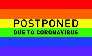 Vector of pride flag symbolising the fact that many pride events have been cancelled in 2020 due to the Coronavirus pandemic