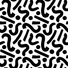 Geometric vector seamless pattern in Memphis style. Grunge brush stroke waves, circles and stripes.