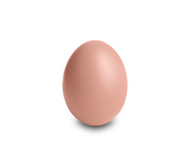 Rose gold egg on white background. Creative design