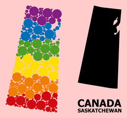 Rainbow Mosaic Map of Saskatchewan Province for LGBT