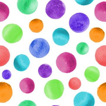 vector watercolor seamless pattern with colorful circles. confetti background