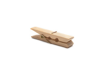 Wooden clothespins isolated on white background