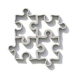 White puzzle pieces 3D