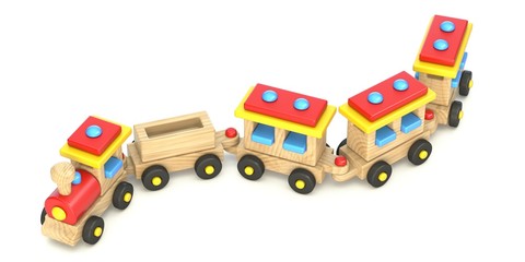 Wooden train toy 3D