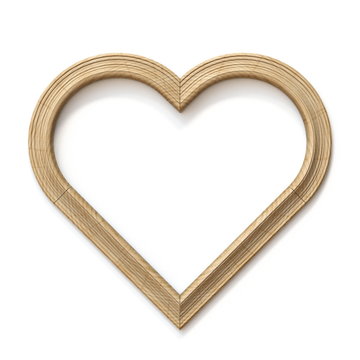 Wooden heart shaped picture frame 3D