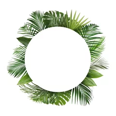 Frame made of beautiful lush tropical leaves on white background, top view. Space for text © New Africa