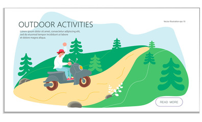 Male biker rides a scooter