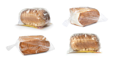 Set of sliced bread on white background. Banner design