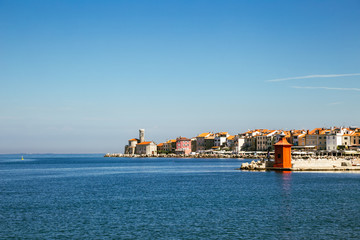 Piran old town and Adriatic sea in Slovenia