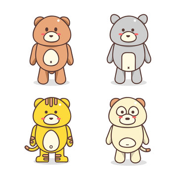 Cute Animals mascot vector design set
