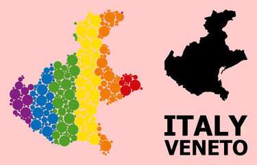Obraz premium Rainbow Pattern Map of Veneto Region for LGBT