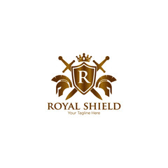 Knight and Shield Logo. Guardian Helmet and Shield