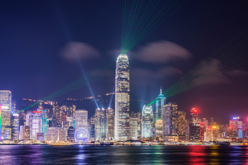 Fototapeta na wymiar Evening city view of Hong Kong island.
