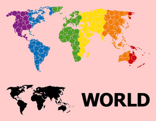 Spectrum Collage Map of World for LGBT