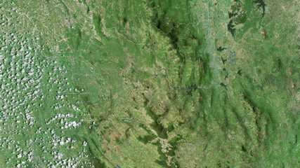 Kandy, Sri Lanka - outlined. Satellite