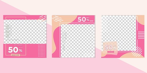 Pink color social media banner templates