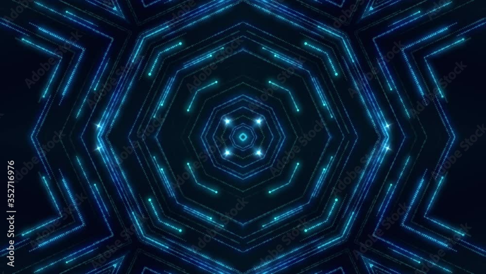 Aufkleber blue neon light abstract visual geometry motion graphic technology digital concept visual vj loop