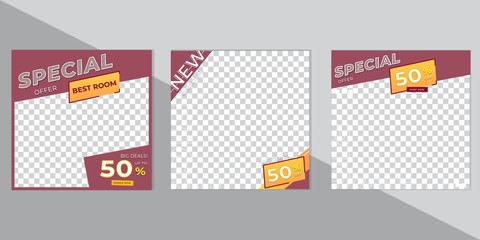 Furniture social media post banner templates collection