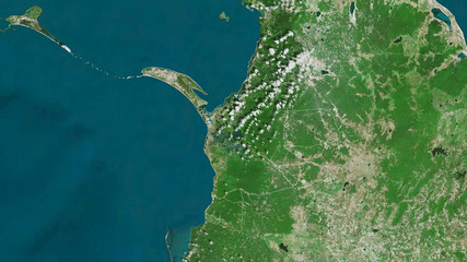 Mannar, Sri Lanka - outlined. Satellite