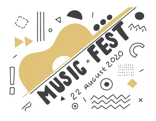 Music Festival. Hand lettering black and white composition for an advertising poster on a white background.