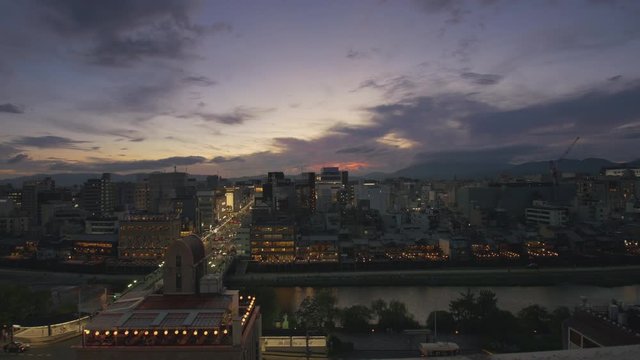 Gorgeous Kyoto Sunset Time lapse of the famous city Gion river side