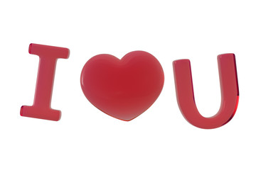 I love you 3D icon isolated on white background. 3D illustration.