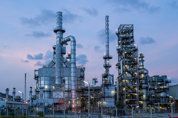 oil refinery at twilight