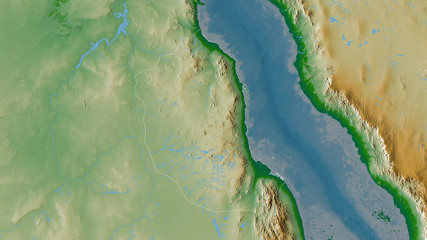 Red Sea, Sudan - outlined. Physical