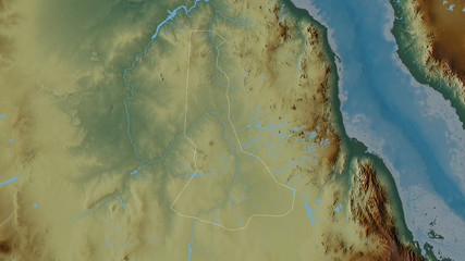 River Nile, Sudan - outlined. Relief