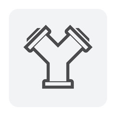 Pipe vector icon. Made from steel or metal connection by flange fitting fixing by screw and bolt. Part for pipeline construction to transport oil and gas in industry, water in plumbing and irrigation.