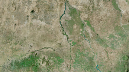 Naklejka premium White Nile, Sudan - outlined. Satellite