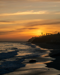 Fototapeta na wymiar Coastline sunset on the beach