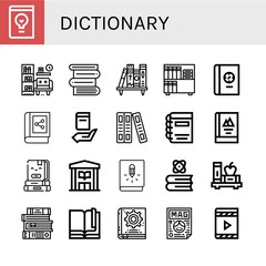 dictionary simple icons set