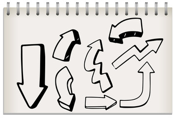 Notebook page with arrow drawing