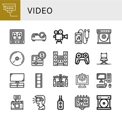 video simple icons set