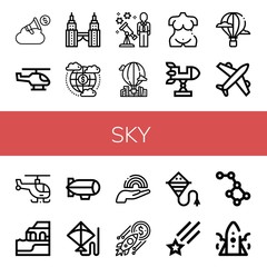 sky simple icons set