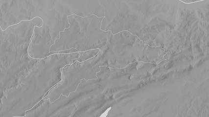 Jura, Switzerland - outlined. Grayscale