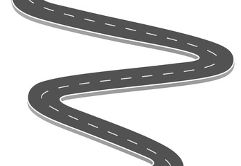 Fototapeta premium Roadway journey to the future. Asphalt street isolated on white background. Symbols Way to the goal of the end point. Path mean successful business planning Suitable for advertising and presentstation