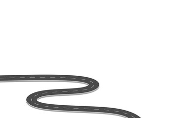 Roadway journey to the future. Asphalt street isolated on white background. Symbols Way to the goal of the end point. Path mean successful business planning Suitable for advertising and presentstation