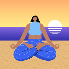 Yoga flat vector illustration. Healthy lifestyle