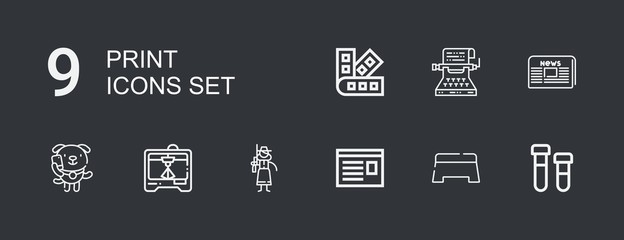 Editable 9 print icons for web and mobile
