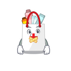 drug shopping bag cartoon character style having strange silent face
