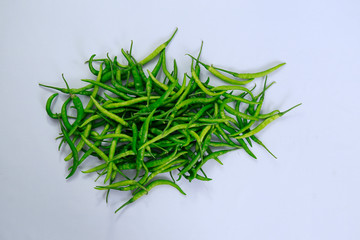 Fresh green chilly pepper isolated on white background